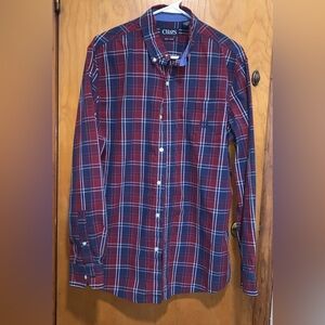 Chaps Easy Plaid Button-down Casual Preppy Shirt Men’s Large Red White Blue